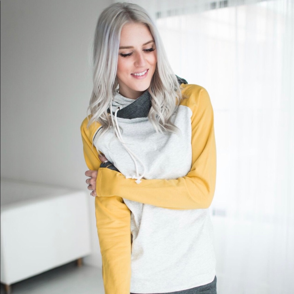Mindy Mae’s Market Double Hooded Hoodie ~ Mustard
